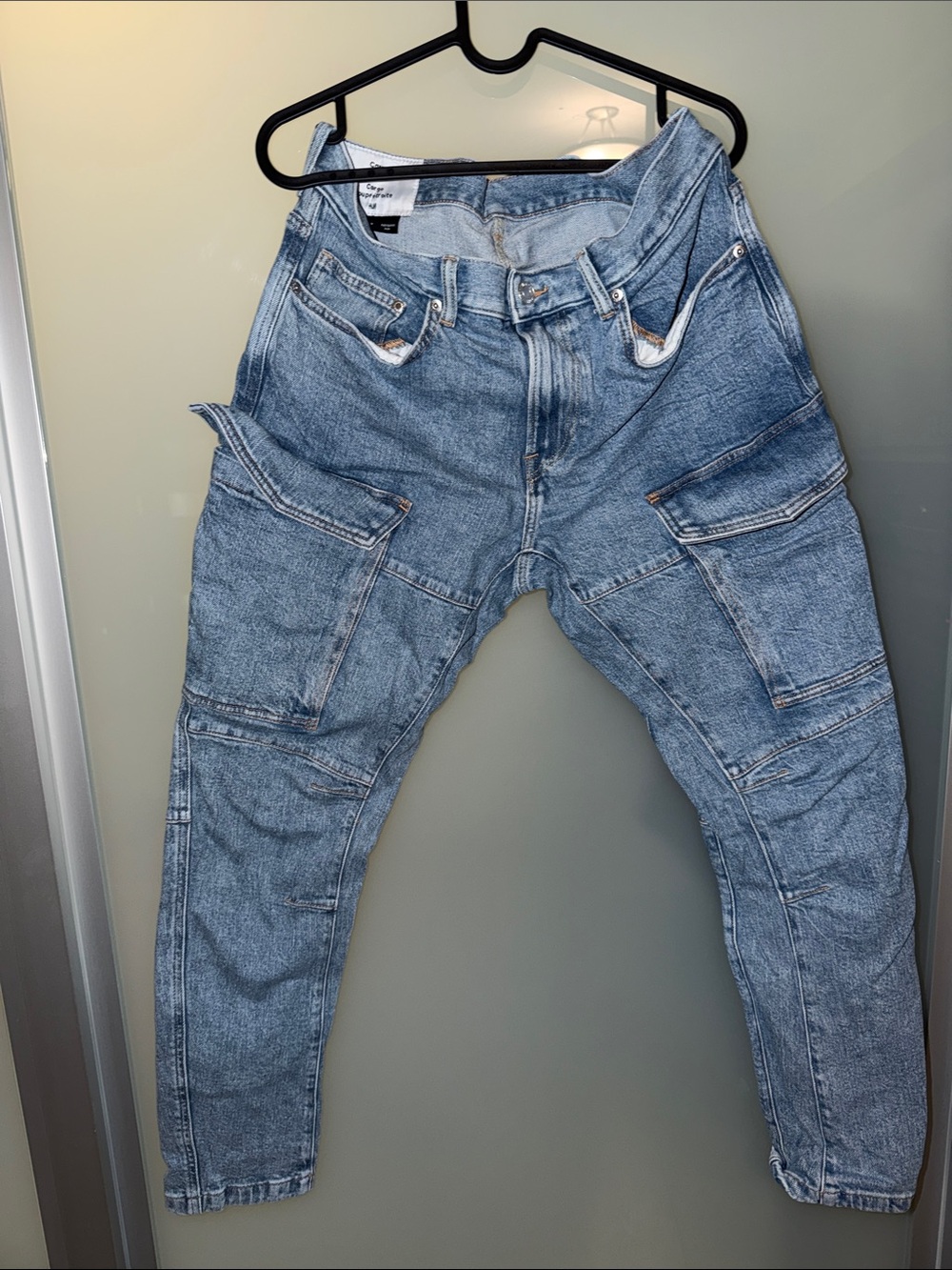 H&M Men's Light Blue Slim Cargo Jeans
